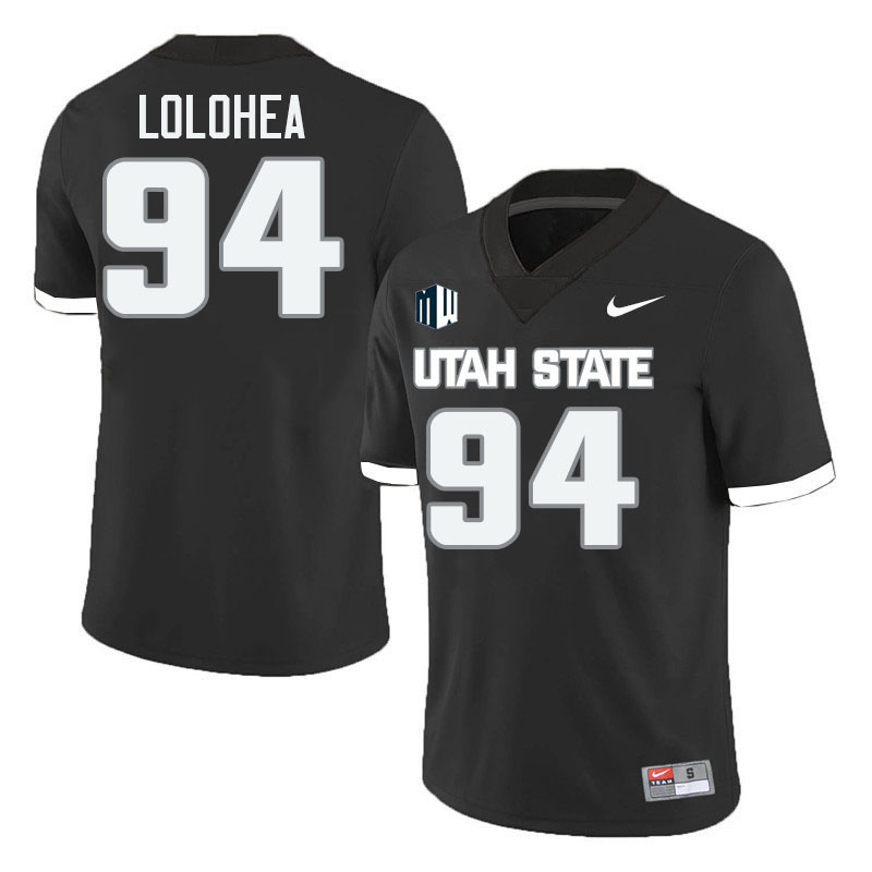 Utah State Aggies #94 Ricky Lolohea College Football Jerseys Stitched-Black